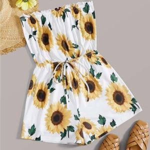 Shein Strapless Sunflower Tube Romper